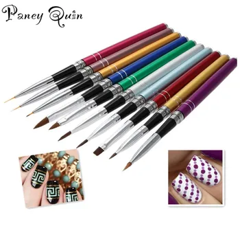 

10Pcs 10 Colors Different Sizes Copper Handle Nail Art Brush Set nail tools Design set Polish Nylon UV Gel Painting Set & Kit