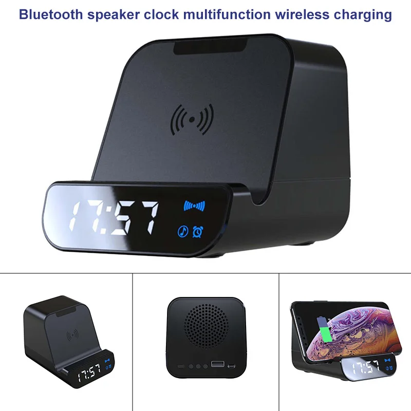 Многофункциональный блок питания громкоговоритель Bluetooth будильник Беспроводное зарядное устройство XR649
