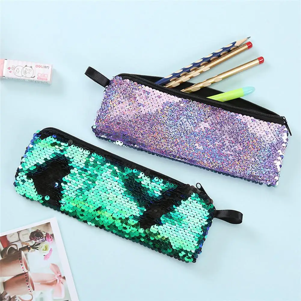 

Students Bright Color Pencil Bag Sequins Stationery Fashion Storage Bag