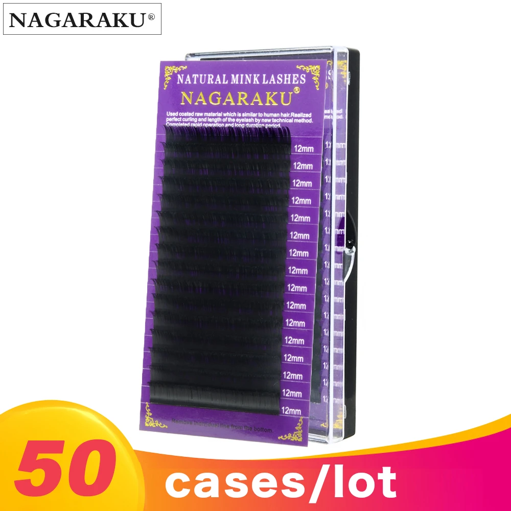 

NAGARAKU All size 50 cases eyelashes extension for grafting natural long eyelashes with high quality of synthetic mink material
