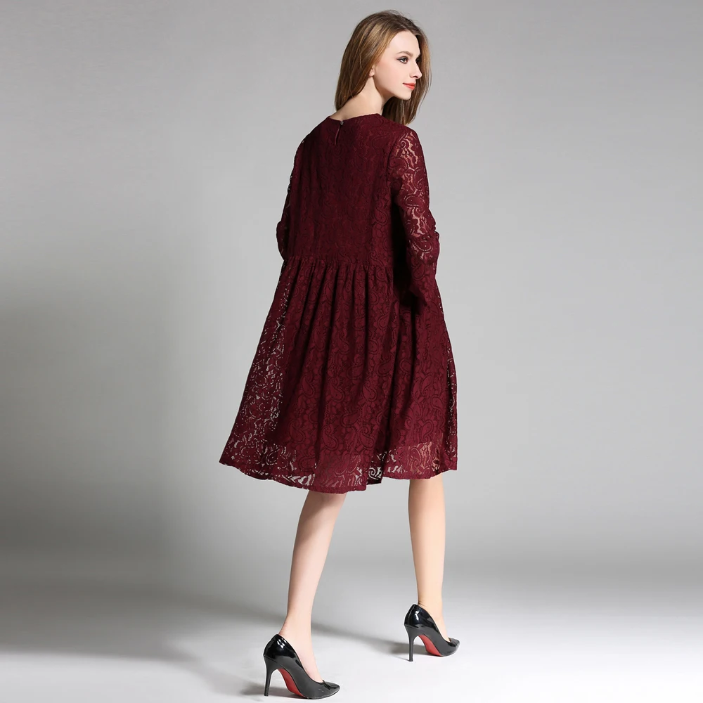 Женское кружевное платье с круглым вырезом рукавом 3/4|womens clothing|lace dressdress oversize |
