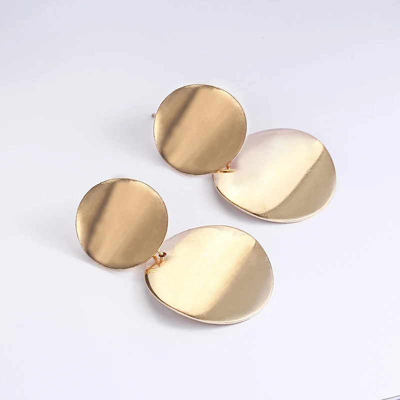E0202 Unique Metal Drop Earrings Trendy Gold Color Round Statement Earrings for Women New Arrival wing Fashion Jewelry - Image 4