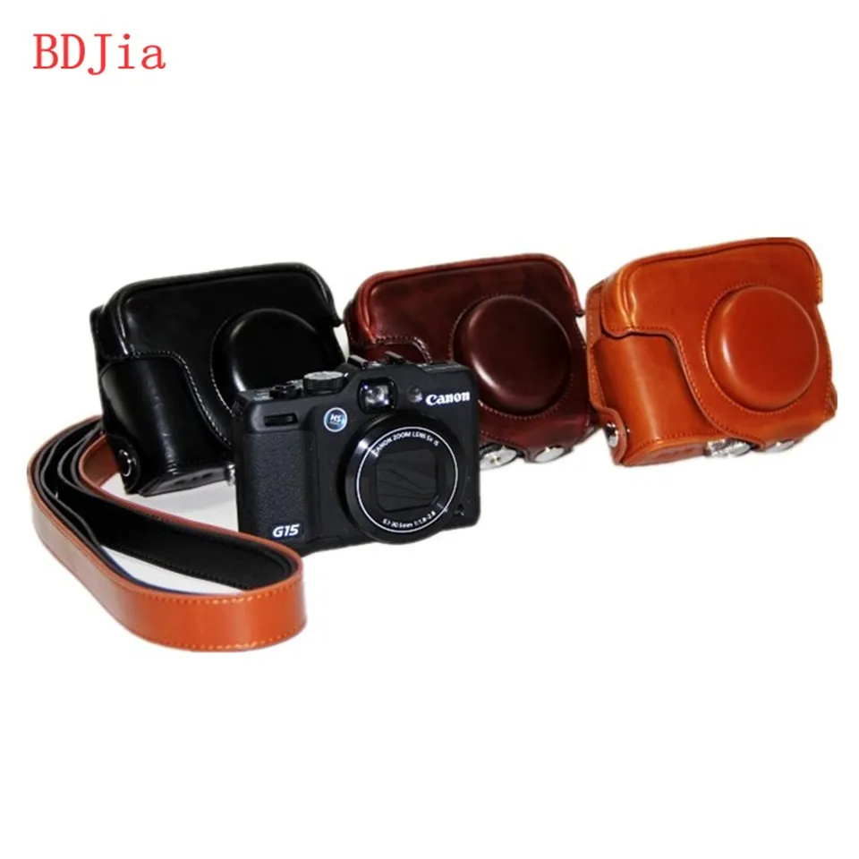 PU Leather Camera Case Bag Cover for Canon G16 G15 With Shoulder Strap