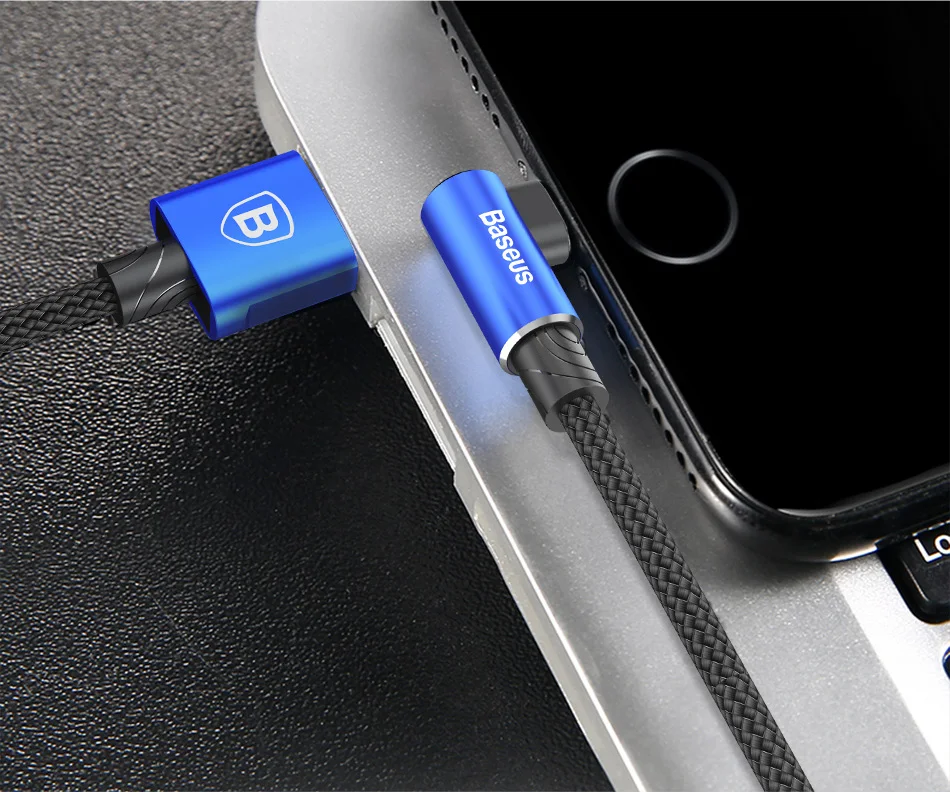 Baseus 90 градусов быстрая зарядка USB кабель для iOS системы USB кабель для передачи данных кабель для зарядного устройства для iPad iPhone 6 7 8 плюс кабель для мобильных данных