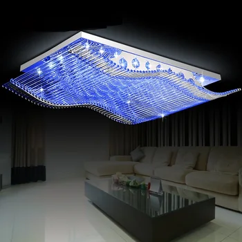 

Crystal combination LED rectangle ceiling lights room dining-room bedroom lamps atmospheric crystal Ceiling lamps za FG186