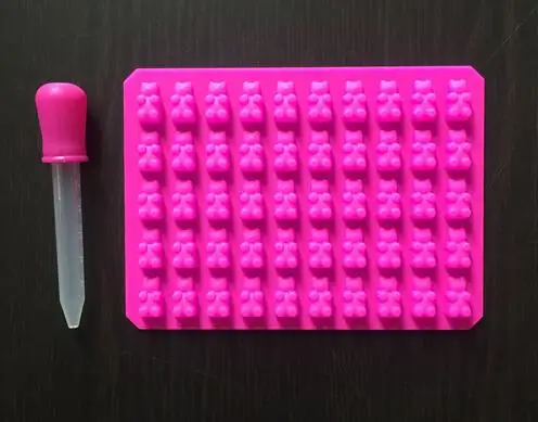 DIY 1 комплект 50 полости силиконовые клейкий медведь шоколадная форма конфеты производитель льда желейные формы кухонные Кондитерские инструменты форма для выпечки - Цвет: RoseRed