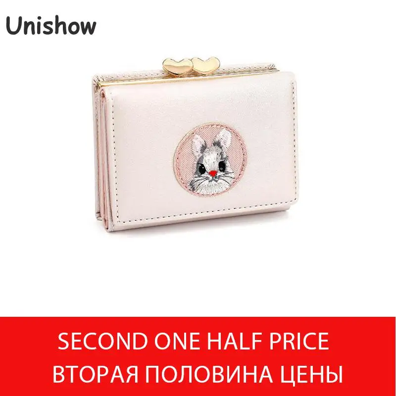 Unishow женский кошелек с мультяшным кроликом милый кошелек с животными для девочек брендовый дизайн маленький дамский кошелек мини кошелек для монет женские держатели для карт