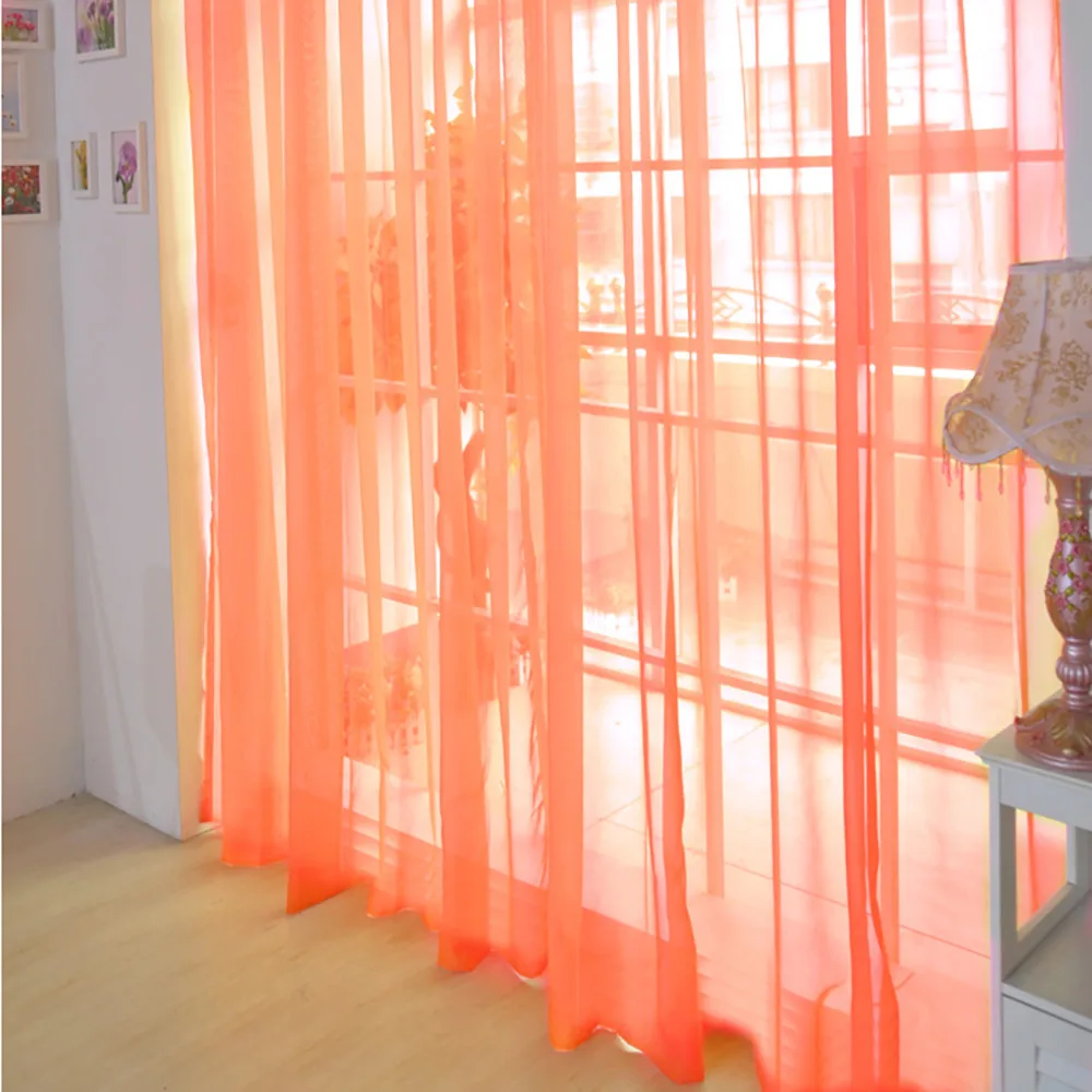 1 шт., чистый цвет, тюль, занавеска для двери, окна, драпировка, панель, отвесный шарф, подзоры, занавески для окна, s для гостиной^ 5 - Цвет: Orange