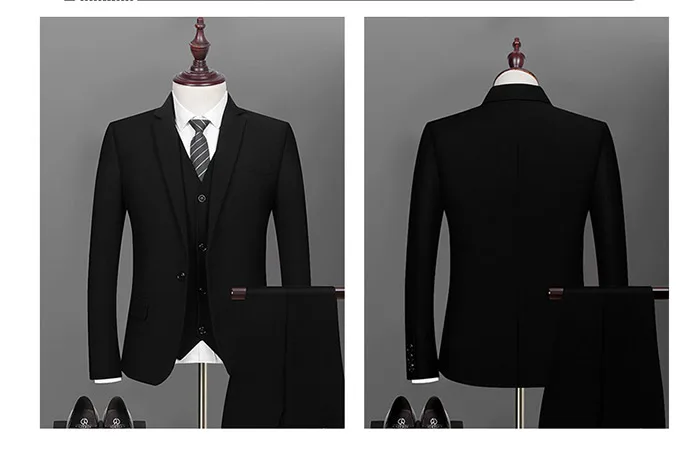 Синий костюм для мужчин Slim Fit Пром 3 предмета s бизнес строгий костюм; для жениха Свадебные(куртка+ брюки для девочек жилет