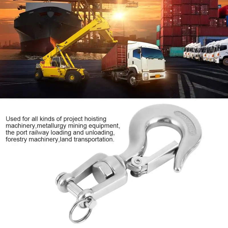  650kg/ 1000kg Loading 304 Stainless Steel Swivel Lifting Hook with Latch Rigging Accessory