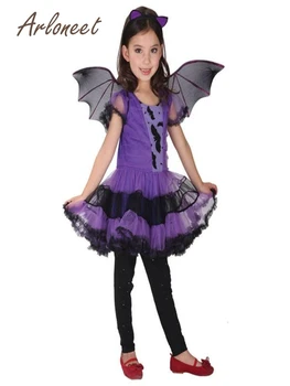 

ARLONEET halloween costume for kids vampire witch kids girl children child kid witch fancy dress+Hair Hoop+Bat Wing Outfit 3pcs