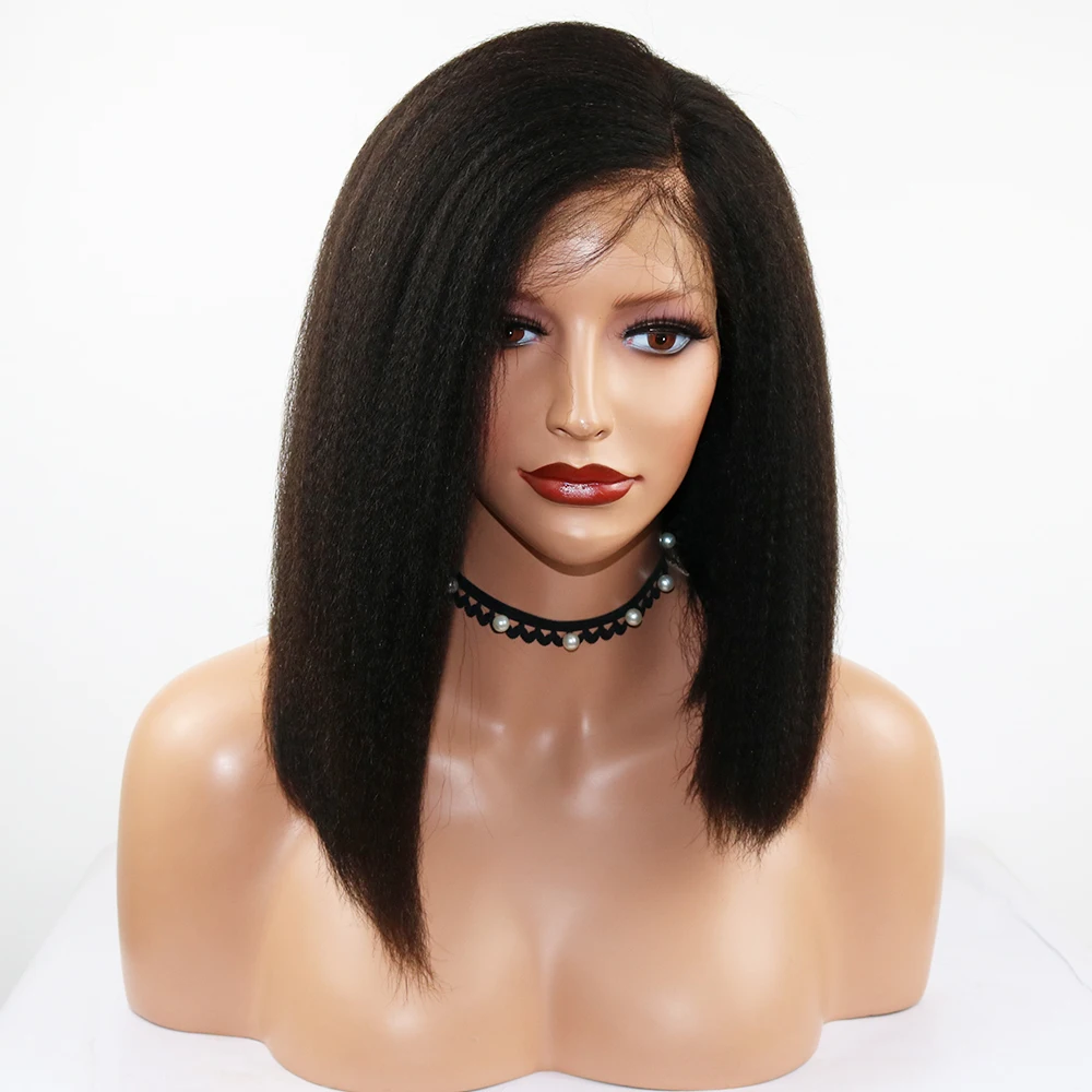 13x6 светло-яки короткий Боб стрижка спереди парик бразильские виргинские человеческие волосы парики для женщин натуральный черный парик