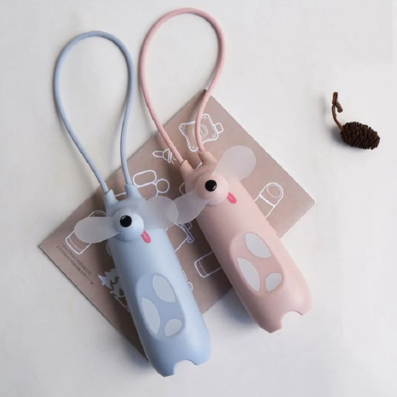 

2018 Hot creative portable rubbish cute fan hand rope outdoor summer travel rechargeable power storage cartoon mini fan