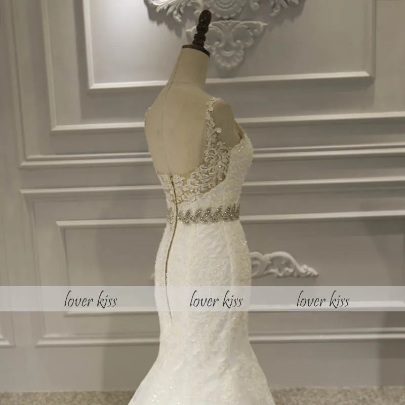 Lover Kiss vestido de novia Платье Русалка на бретельках Свадебные платья, аппликации из Кружева Бисероплетение створки Свадебные платья Casamento Mariage