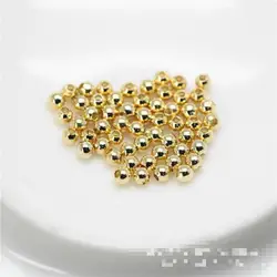 2/3/4mm Медь шарики для Аксессуары для ювелирных изделий взрослых 24 k Gold вышитый бисером изделия в виде ювелирных браслетов бусины для бус