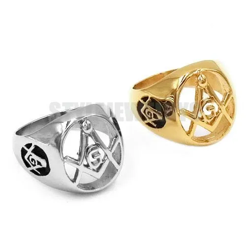 

Silver, Gold Masonic Biker Ring Stainless Steel Jewelry Fashion Freemasonry Masonic Men Women Ring Wholesale SWR0576