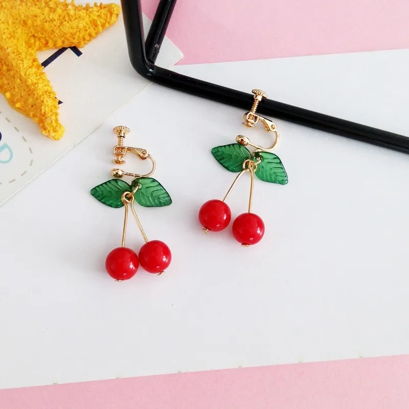 hot red Cherry earrings eardrop Sweet fruit fresh cherry eardrop female fashion youth beautiful girl students earrings for women