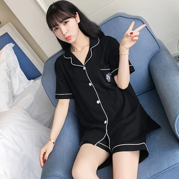 

Summer Breathable Cozy Sleepwear Suit Women's Casual Pajamas Sets Lovely Short Sleeve Pyjamas