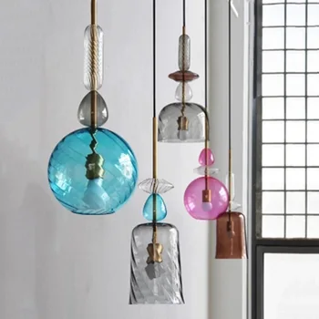 

Nordic led trend creative personality pendant light molecule long pipe glass ball Beanstalk pendant lamp
