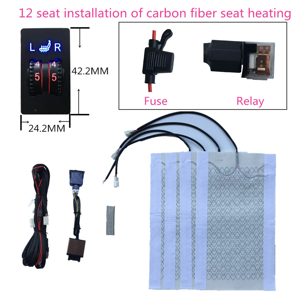 Durable Car 2 Seats SUV Carbon Fiber Heated Seat Pad Heater Kits 5-level Switch Durable Car 2 Seats SUV Carbon Fiber Heated Seat Pad Heater Kits 5-level Switch