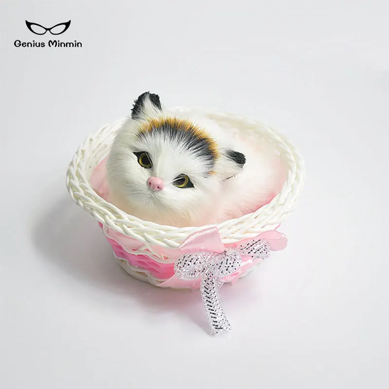 

Cute kawaii simulation animal cat leather frame decoration cartoon cat ornaments toy family jewelry desktop living decoration