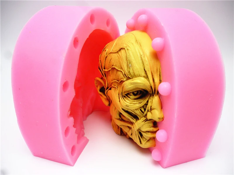 3D череп для изучения анатомии форма для торта силиконовая форма для шоколада, гипса, свечи, мыло, конфеты, форма для кухни, Выпекание