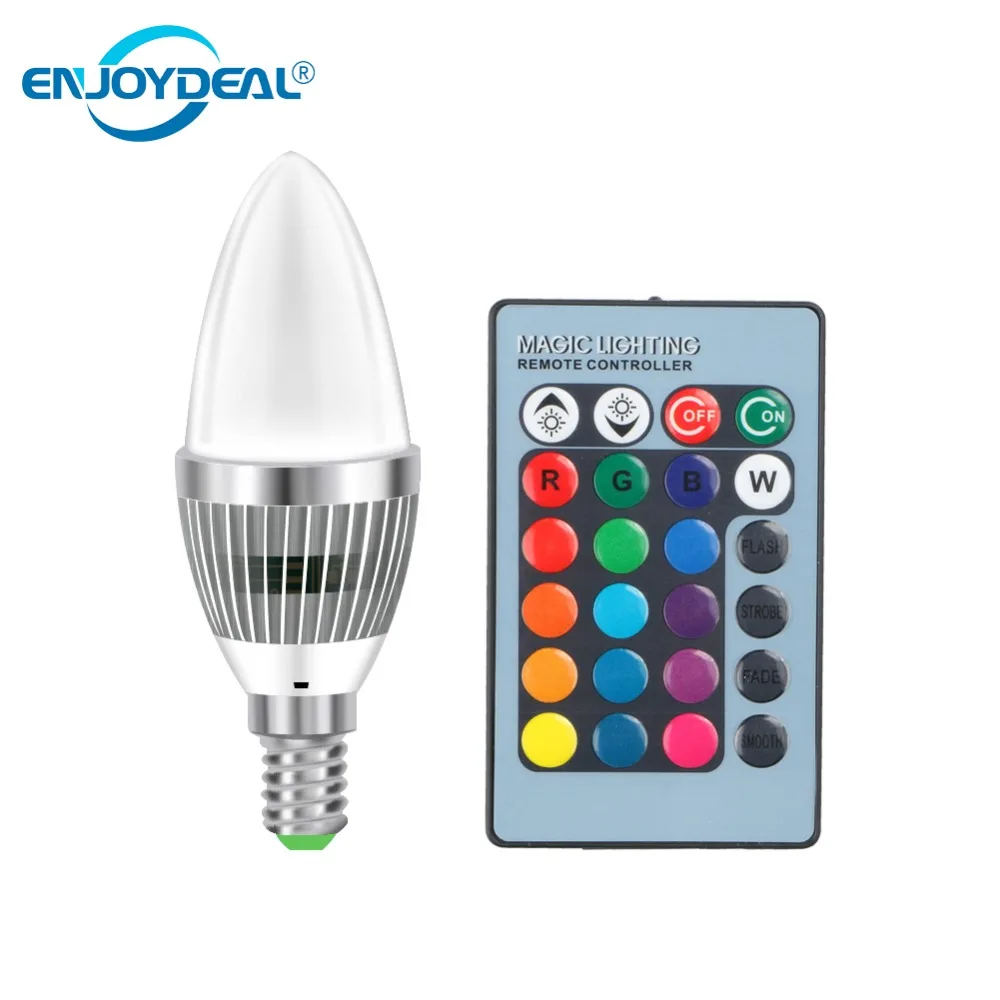 Светодиодная RGB лампа E14 3 Вт с пультом ДУ 16 цветов 85 265 в|led candle light|candle lightlight for |