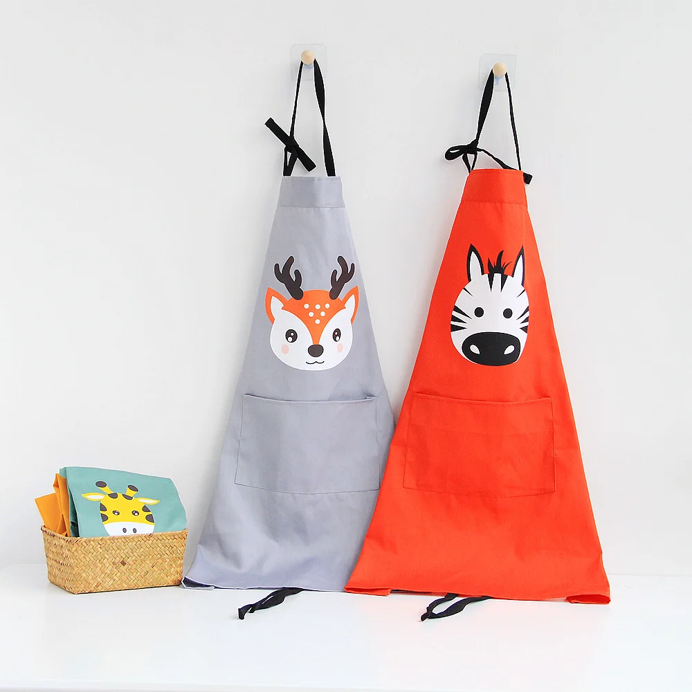  cute cartoon animal Parenting Apron cotton washing Kitchen baking pinafore kid draw antifouling bib - 32862041144