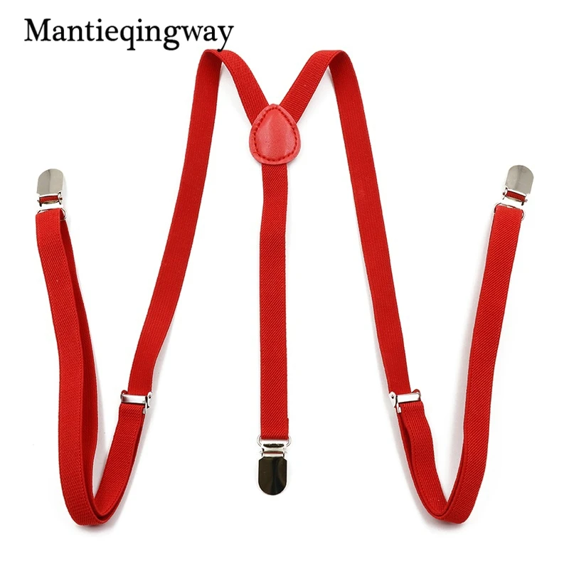 Mantieqingway Red Suspenders Men's Suits Elastic Strap for Women PU