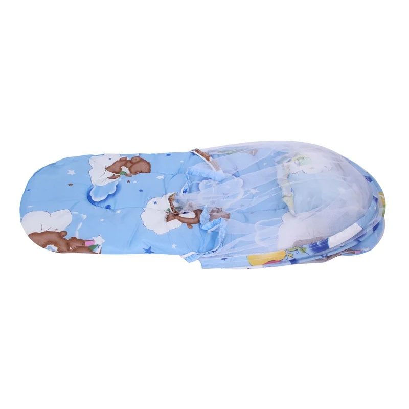 Летний детский комаров колыбель с защитой от насекомых сетка с портативным складным навесом подушка+ Милая Подушка Матрас детские постельные принадлежности