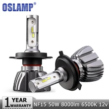 Oslamp H4 H7 H11 H1 H3 9005/HB3 9006/HB4 LED Car Headlight Bulbs Hi-Lo Beam 50W 8000lm CSP Chips 6500K Auto Headlamp Fog Lights
