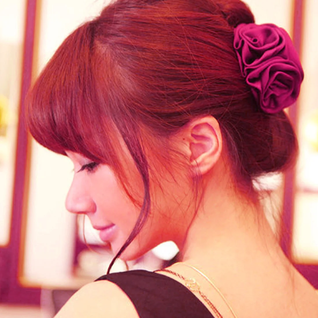 

New Korean Beauty Ribbon Rose Flower Bow Jaw Clip Barrette Hair Claws for Women Headwear Hair Accessories