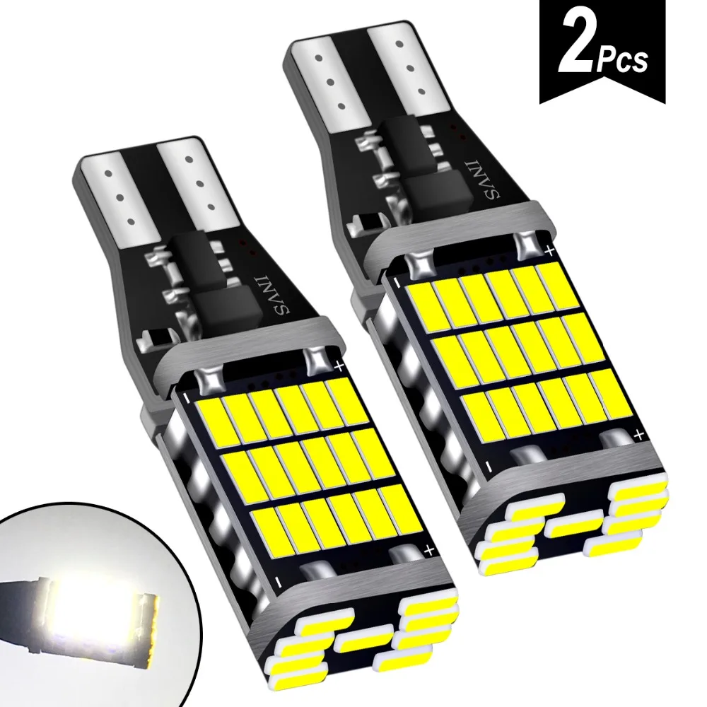 2 шт. супер яркий T15 W16W 921 45 SMD светодиодный 4014 Авто Canbus Габаритные фары для чтения