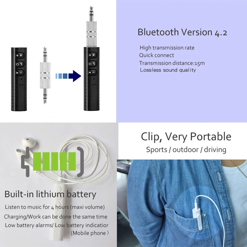 Мини Bluetooth приемник рецептор Bluetooth аудио 3,5 мм разъем для громкой связи Ricevitore Blutooth 4,1 автомобильный комплект музыкальный адаптер автомобильный AUX 3,5