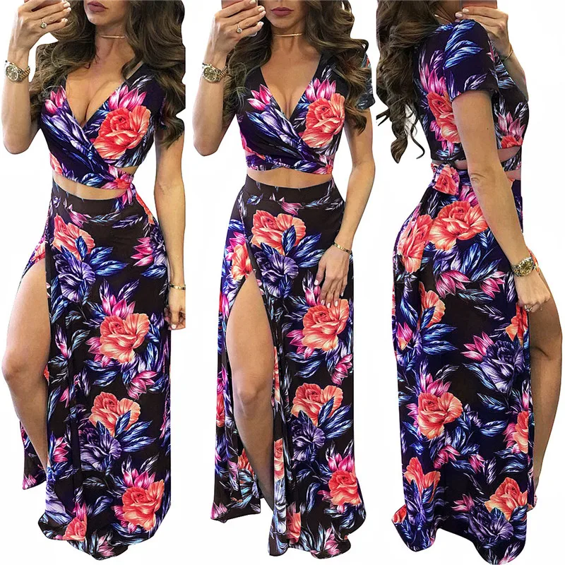 summer floral print skirt 2 piece set-3