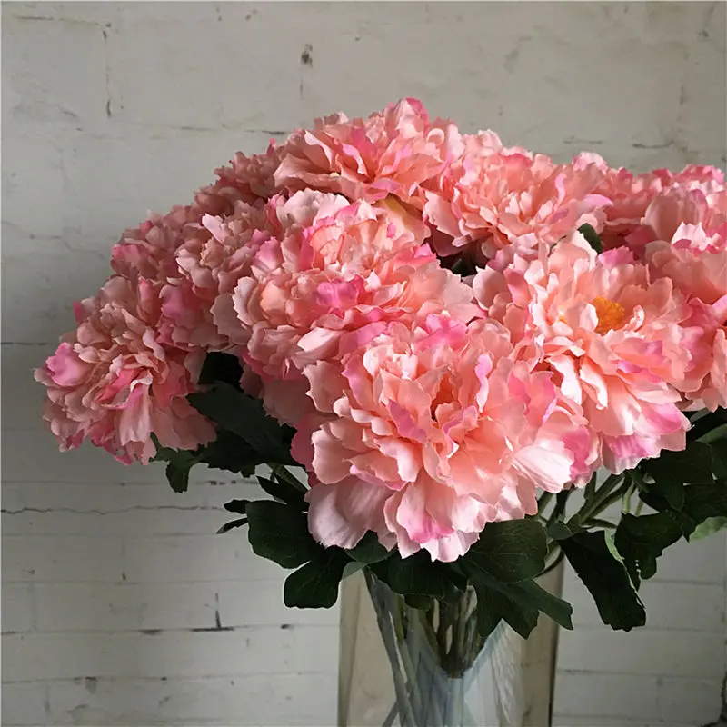 Single cheap branch Rose peony Artificial flowers silk white peonies