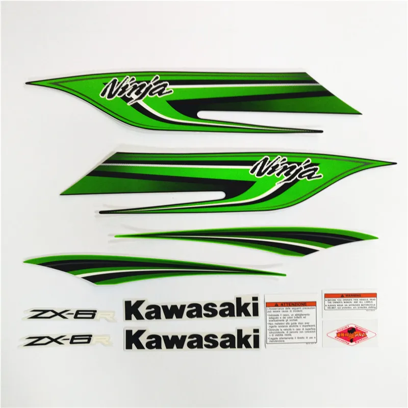 Мотоцикл для Kawasaki NinjaZX6R 09-11 Ninja ZX 6R 2009-2011 ZX6R наклейка полный комплект аппликация Высокое качество наклейка на весь автомобиль - Цвет: Зеленый