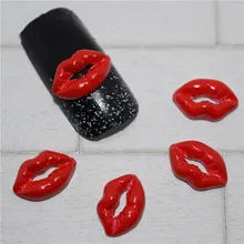 10 шт Новые Красные Губы 3D украшения для ногтей, сплав для ногтей, Стразы для ногтей#229