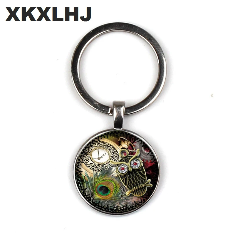

New 3 Color Classic Round Alloy Time Glass Jewels Butterfly Pendant Keychain Women's Jewelry To Map Private Custom