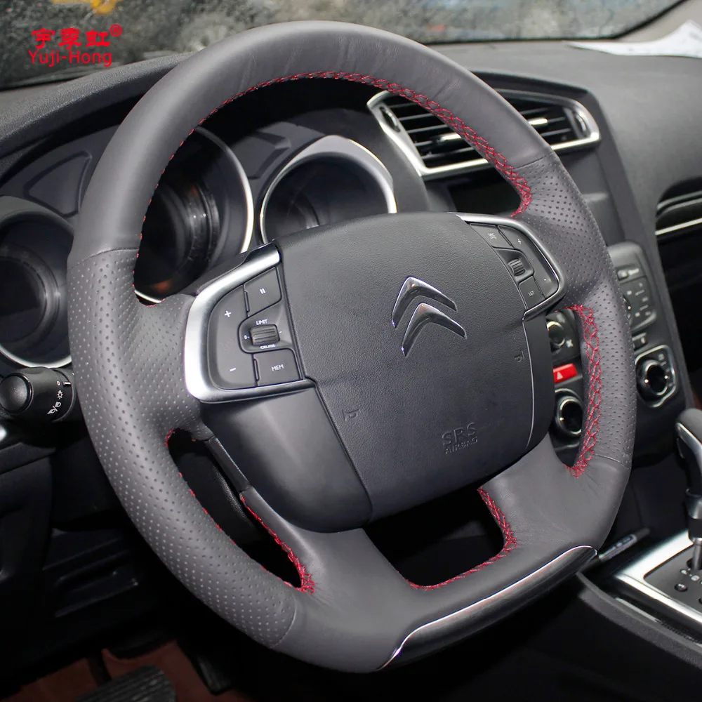 Чехлы рулевого колеса автомобиля Yuji Hong из искусственной кожи для Citroen C4 C4L 2011 2015 DS4