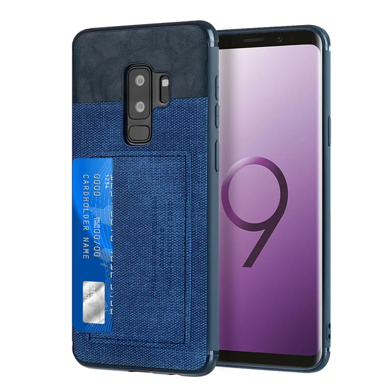 

Luxury High Quality Textile Wallet With Card Slot Soft Siliconer Back Cover Case For Samsung Galaxy Note 9 8 S9 /S9 Plus A6 2018