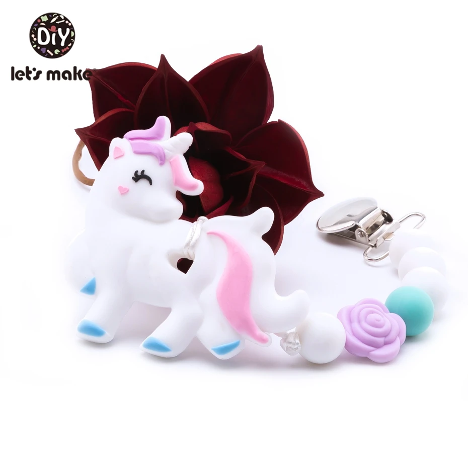 

Let's Make 1Pc Personalized Pacifier Clip Silicone Chain Unicorn Pendant Baby Molar Nipple Clip Chain Baby Toys silicone Teether