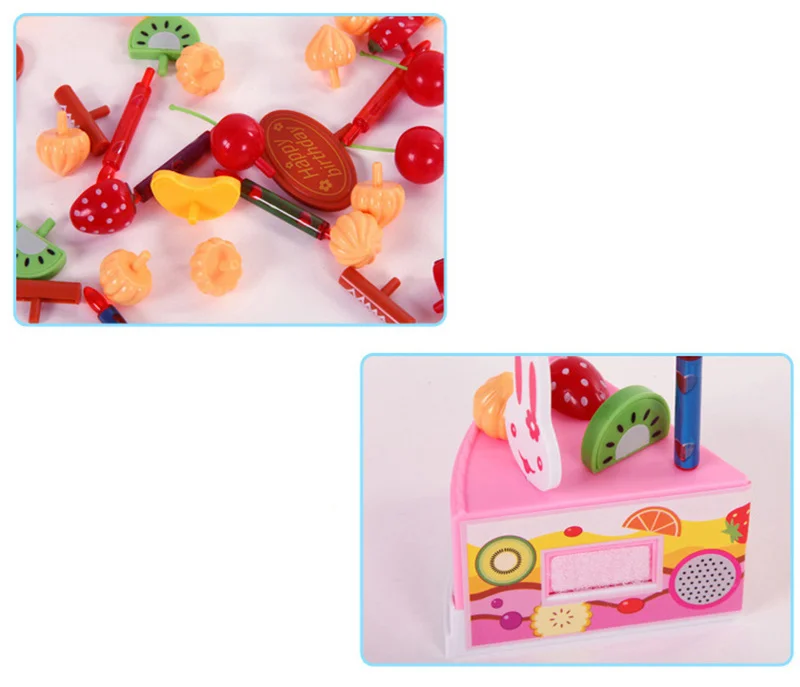 37 шт. ролевые игры фруктовая резка торт ко дню рождения кухня еда игрушки розовый детский симулятор игрушки девочки подарок для детей