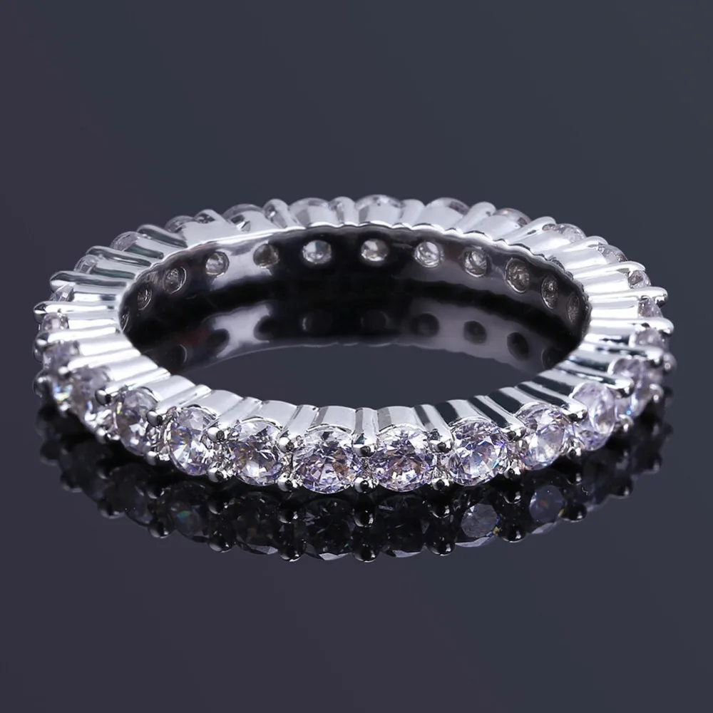

Sofeeling 1Row Chain Zircon Hip Hop Finger Ring for Women white Gold Plated Ring wedding jewelry
