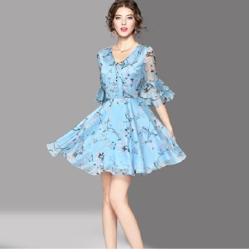 luxury Short party Dress 2017 NEW Spring summer Slim Women Clothing V