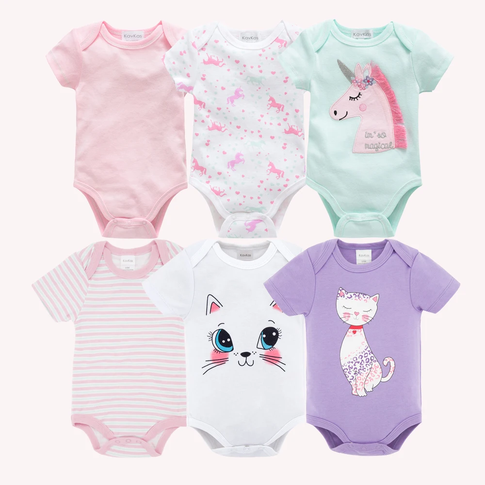 

2019 6 pcs/lot New Baby Girls Clothes Short Sleeve Newborn Summer Baby Bodysuits Cotton Baby Girls Boys Overalls
