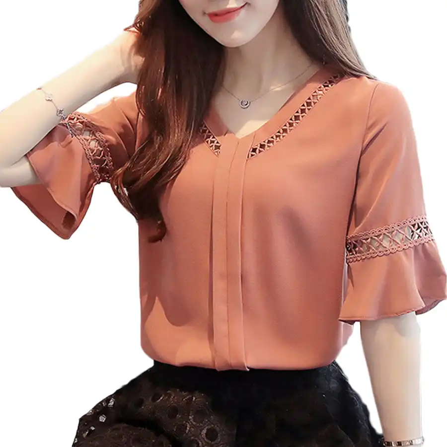 Korean Fashion Clothing Top Chiffon Women Casual Vintage Ruffle Korean Fashion Clothing Top Chiffon Women Casual Vintage Ruffle