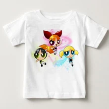 Горячая Распродажа Powerpuff обувь для девочек детская футболка Blossom хлопок короткий рукав Футболка Одежда Веселая футболка маленьких MJ