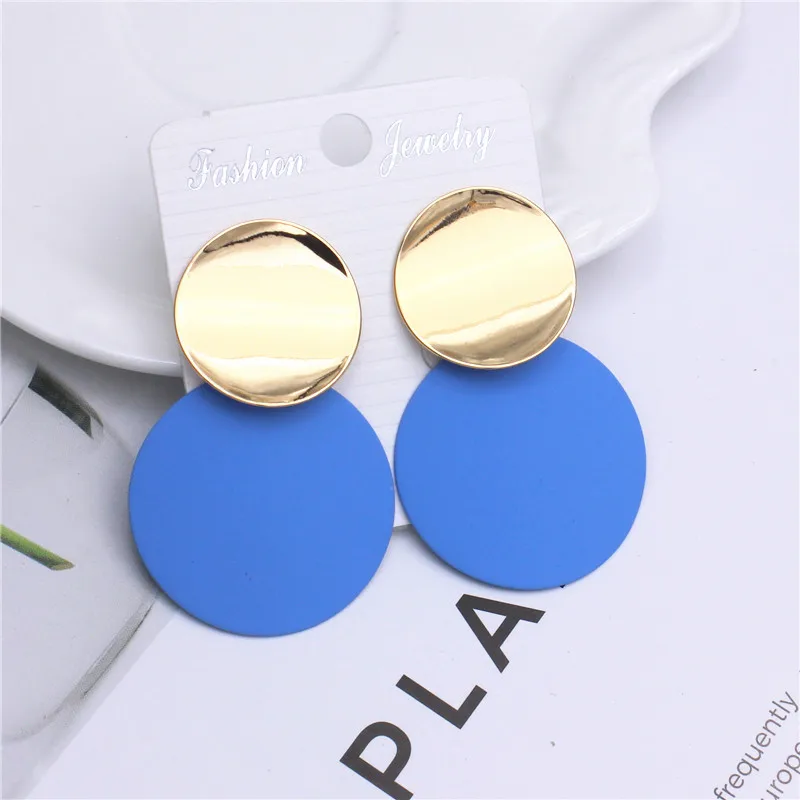 

2018 new fashion brand jewelry simple round earrings geometry Hit color earring for women gift for Christmas gift
