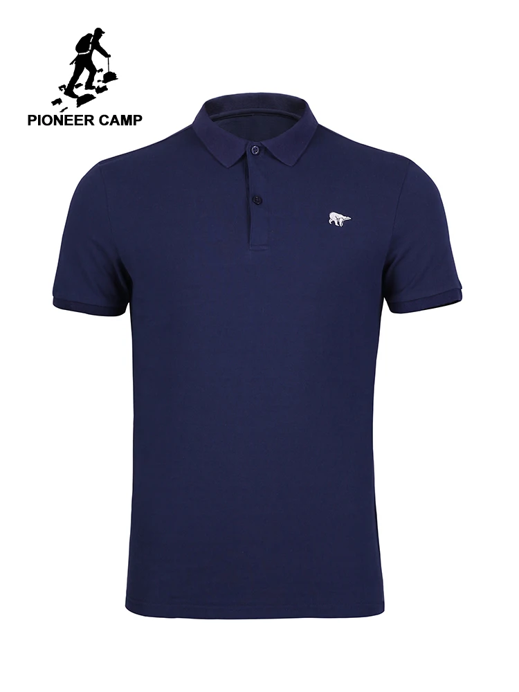 Najtaniej Pioneer camp 2019 mężczyzna Polo koszula marki męskie koszulki z krótkim rękawem top na co dzień Polo jednolity kolor niedźwiedź haft różowy koszulka Polo ADP901187